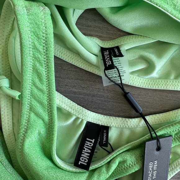 Triangl One Shoulder Bikini- Melrose- Green Sparkle - Picture 2 of 5